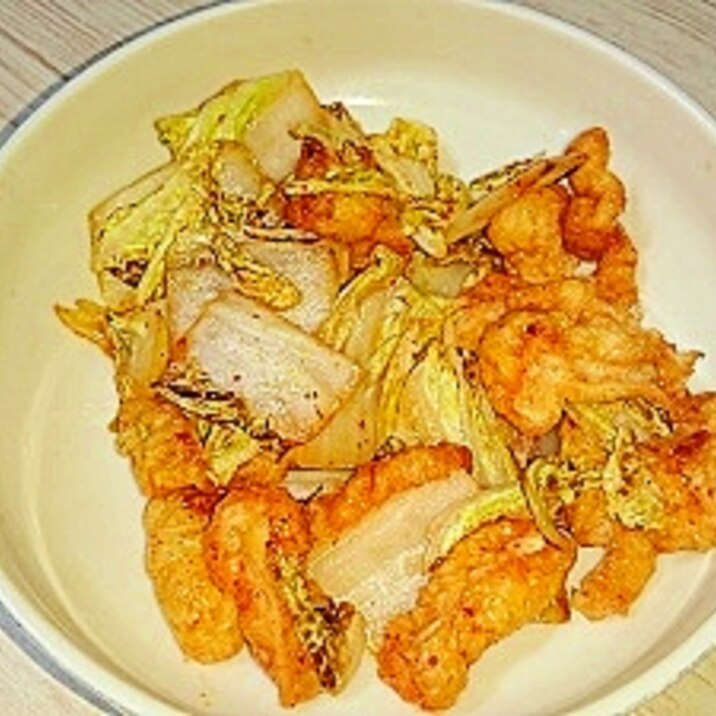 白菜と油揚げのキムチ炒め